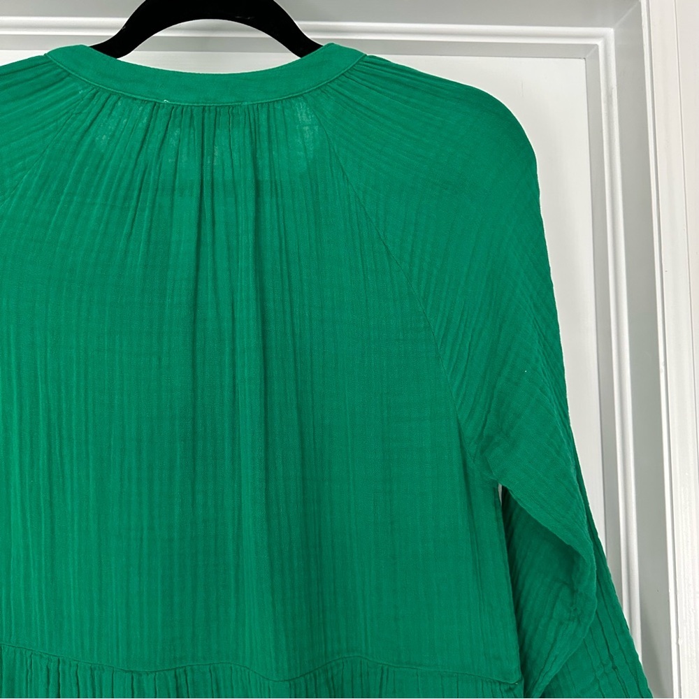 Michael Stars Sonia Cottagecore Boho Cotton Gauze Tiered Dress Kelly Green NWOT - Picture 10 of 13